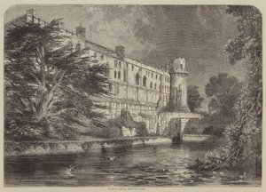 Castillo de Warwick, desde el Avon (grabado) de English School