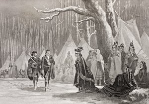 Washington y Gist visitan a la Reina India Alliquippa, de 