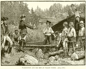 Washington y sus hombres en Valley Forge de English School