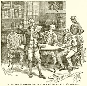 Washington recibiendo el informe de la derrota de St. Clair de English School