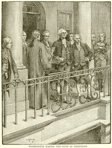 Washington tomando el juramento como presidente