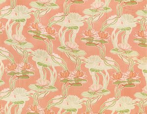 Nenúfares sobre un fondo coral, diseño textil