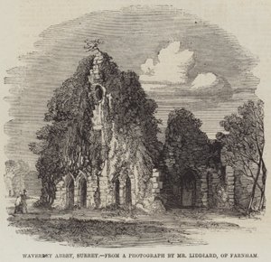 Abadía de Waverley, Surrey (grabado) de English School