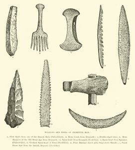 Armas y herramientas del hombre primitivo de English School
