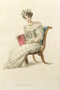 Vestido de boda, lámina de moda de Ackermanns Repository of Arts de English School