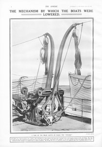 Dabitas Welin, el mecanismo por el cual se bajaron los botes, de The Sphere, 27 de abril de 1912