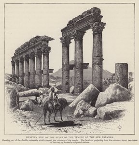 Lado occidental de las ruinas del Templo del Sol, Palmira (grabado) de English School