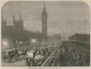 Puente de Westminster iluminado por la nueva luz de cal