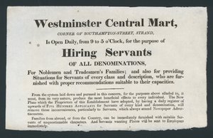 Mercado Central de Westminster, Contratación de Sirvientes de English School