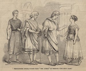 Escuela de Westminster - escena de La Andria de Terencio de English School