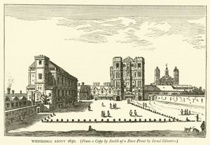 Whitehall alrededor de 1650, de una copia de Smith de una impresión rara de Israel Silvestre de English School