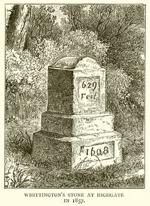 La Piedra de Whittington en Highgate en 1857 de English School