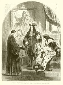Guillermo III confiando al joven duque de Gloucester al obispo Burnett de English School
