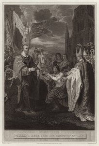 Guillermo I recibiendo la corona de Inglaterra de English School