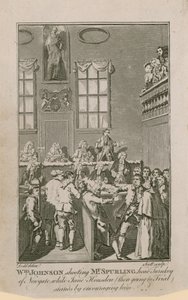 William Johnson disparando al Sr. Spurling, jefe de Newgate, mientras Jane Housden (entonces en juicio) lo anima de English School