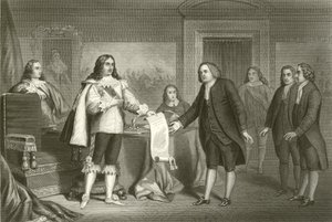 William Penn recibiendo la Carta de Pensilvania de Carlos II de English School