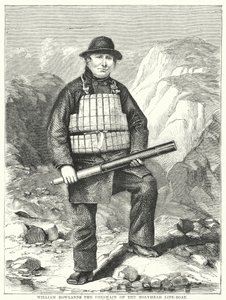 William Rowlands, el Timonel del Bote Salvavidas de Holyhead (grabado)