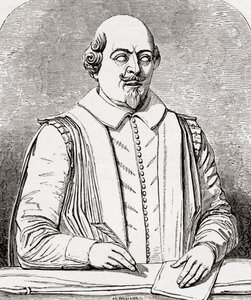 William Shakespeare, después del busto de la tumba en Stratford, de 