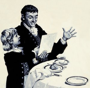 William Turner muestra a su encantado padre un dibujo de un león de English School