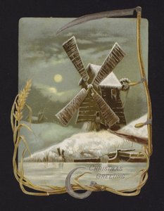 Molino de viento en la nieve