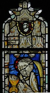 Ventana Ew que representa los brazos de John Kempe o de su sobrino Thomas Kempe