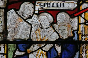 Ventana que representa los Siete Sacramentos: Matrimonio de English School