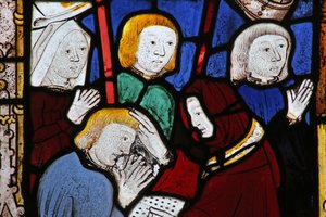 Ventana que representa los Siete Sacramentos: Penitencia