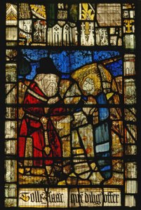 Ventana S3 que representa a Dios diciéndole a Abraham - a través de un ángel - que sacrifique a Isaac