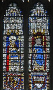 Ventana c18 que representa a un rey y un arzobispo de English School
