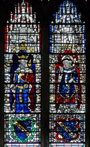 Ventana c19 que representa a un rey y un arzobispo de English School