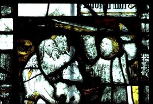 Ventana que representa a Adán y Eva expulsados del Jardín del Edén, mediados del siglo XV de English School