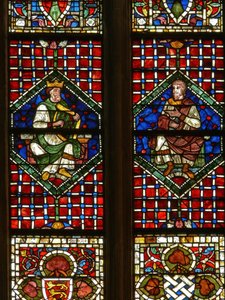 Ventana que representa una figura genealógica: David y Natán