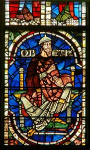 Ventana que representa una figura genealógica: Obed de English School