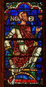 Ventana que representa una figura genealógica: el patriarca Noé de English School