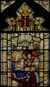 Ventana que representa la adoración de los pastores de English School