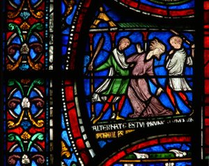 Ventana n2 que representa una escena de un milagro de Santo Tomás Becket: la historia de Matilda de Colonia de English School