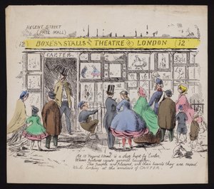 Ventana de la tienda de impresiones humorísticas de Carter, Regent Street Londres