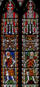 Ventana s4 que representa caballeros y doseles de English School