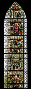 Ventana w24 que representa el Te Deum - Te alabamos, oh Dios de English School