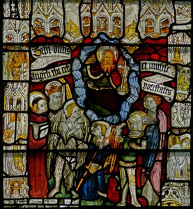 Ventana w24 que representa el Te Deum con la Jerarquía Angélica de English School