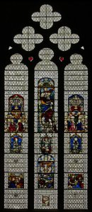 Ventana w36 que representa una ventana compuesta de paneles extranjeros e ingleses del siglo XIV y XVI de English School