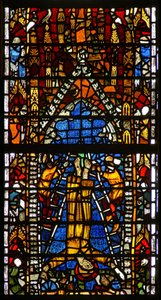 Ventana w38 que representa la crucifixión de San Pedro de English School