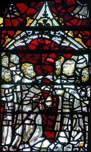 Ventana w3 que representa a Judas recibiendo la plata de English School