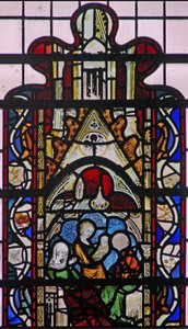 Ventana w43 que representa el nacimiento de San Juan Bautista de English School