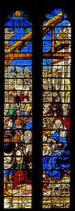 Ventana w4 que representa la Adoración de los Magos de English School