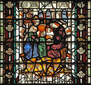 Ventana w58 que representa a Santo Tomás Becket en la escuela de English School