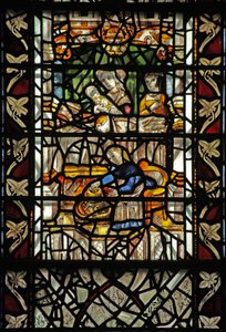 Ventana w58 que representa el nacimiento de Santo Tomás Becket