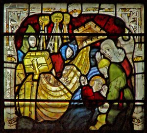Ventana w5 que representa una escena de la vida de San William de English School