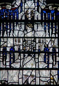 Ventana w6 que representa un dosel con figuras de English School