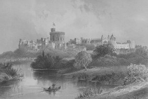 Castillo de Windsor, de The Gallery of Geography por Rev. Thomas Milner, publicado c.1880